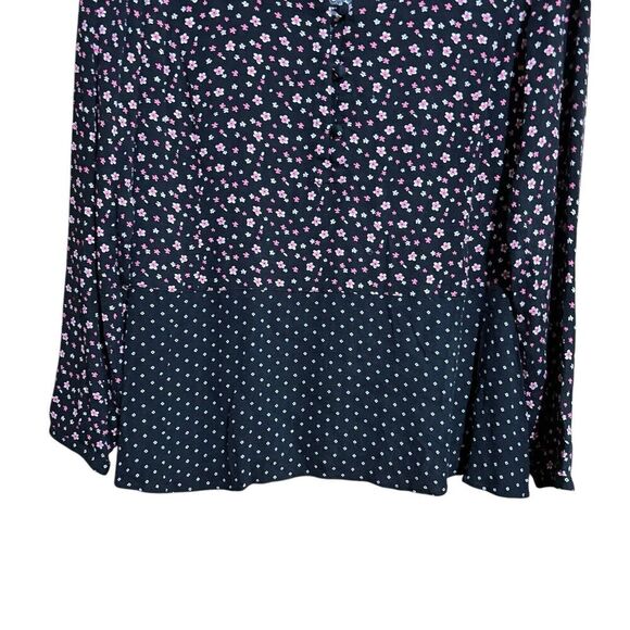 J Jill Top Womens Medium Multicolor Floral Print Split Neck Rayon Blouse - Picture 4 of 9